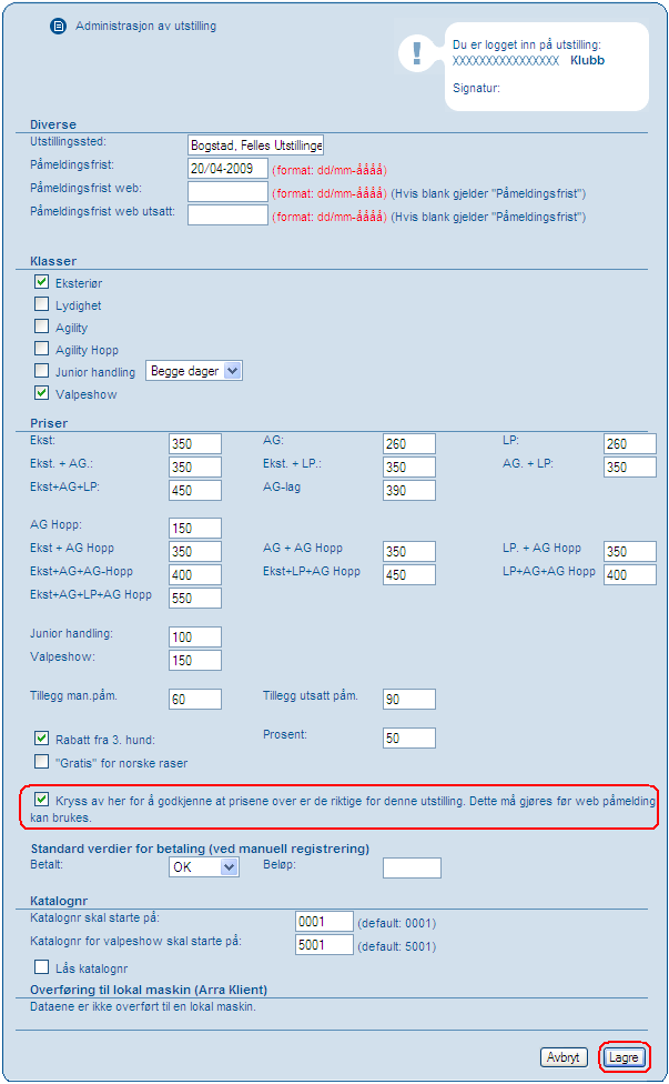 Velg klasser Redigering av på