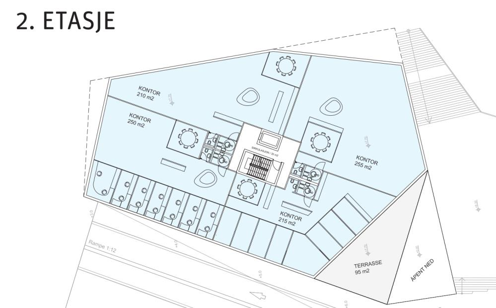 Areal Bygget er på totalt 3000 m2 fordelt på 3 etasjer a ca. 1000 m2. Ideelt plass for 1-6 leietakere med fra 500-3000 m2, gjerne med relatert virksomhet.