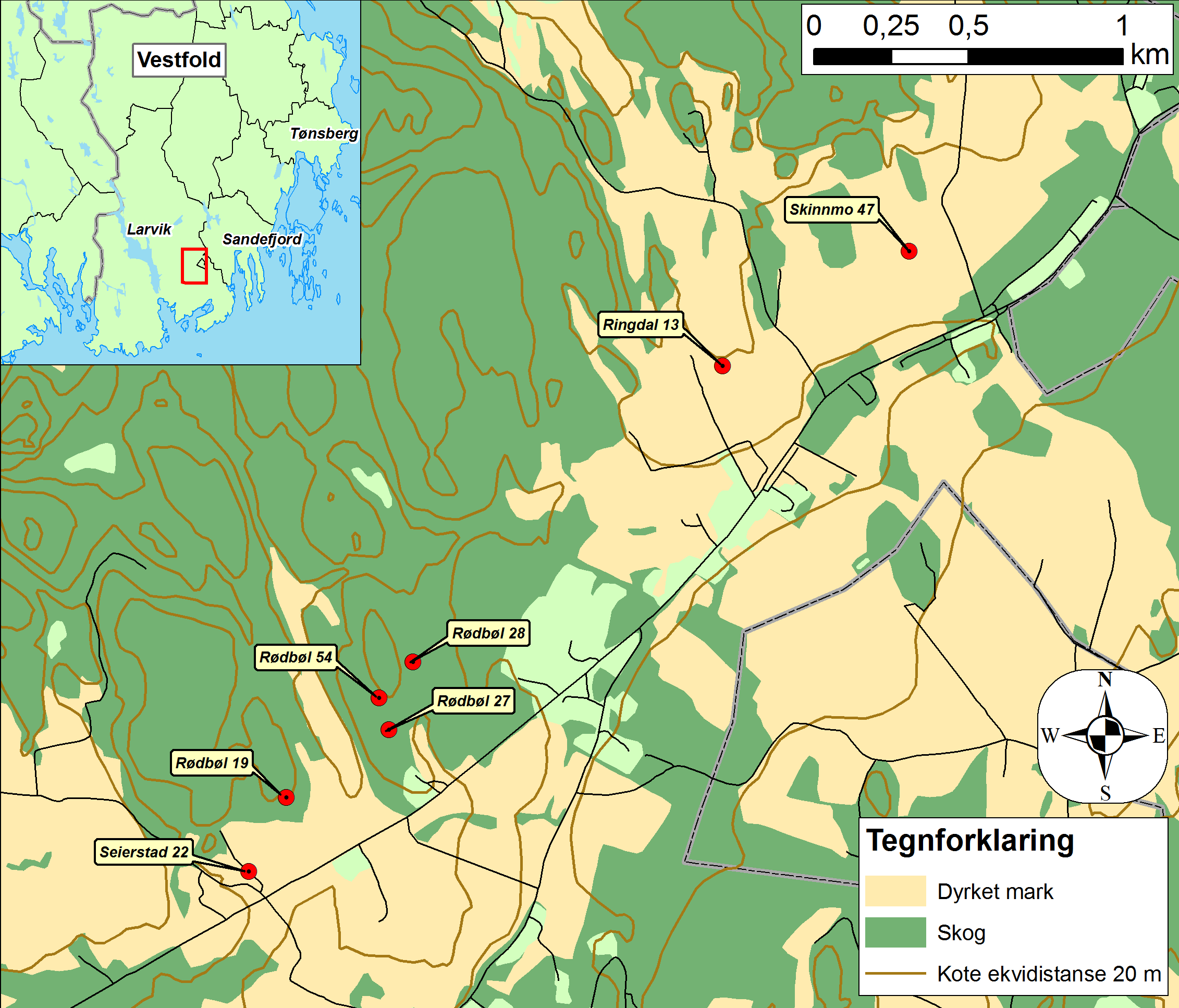 opplagt rent topografisk, som området i Larvik kommune.
