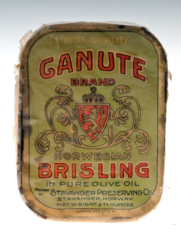 Fra Norsk hermetikkmuseums samlinger av hermetikketiketter og -emballasje: Varemerket Canute Brand som ble