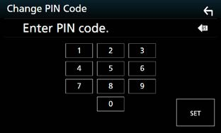 Bytte av PIN-kode 1 Trykk på [PIN Code Set] (konfigurer PIN-kode) i skjermbildet Bluetooth SETUP. Skjermbildet for innstilling av PIN-kode vises.