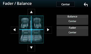 Lydkontroll Generell lydkontroll 1 Trykk på <MENU>-knappen (Meny)/ volumknappen. Oppsprettmenyen vises. 2 Trykk [Audio]. Lydskjermbildet vises. 3 Trykk på [Fader / Balance] (falmer/ balanse).