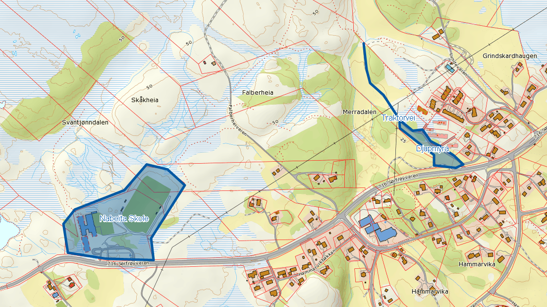 Område for leke/rekreasjon og fysisk aktivitet I reguleringsplan for Djupmyra er det i dag avsatt tre områder for nærlekeplasser.