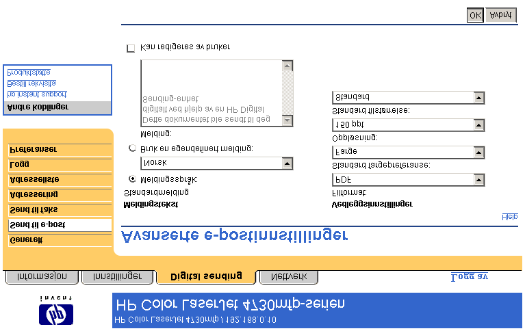 Avanserte e-postinnstillinger Illustrasjonen og tabellen nedenfor beskriver hvordan du bruker Avanserte e-postinnstillinger-siden.