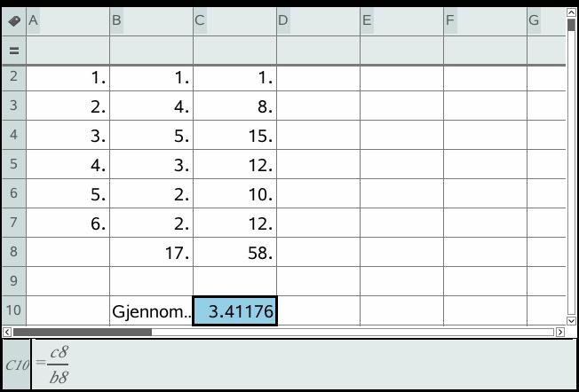 7 Standardavvik 7.1 Standardavvik når alle dataene er oppgitt Vi finner standardavviket med komandoen «=stdevpop()».