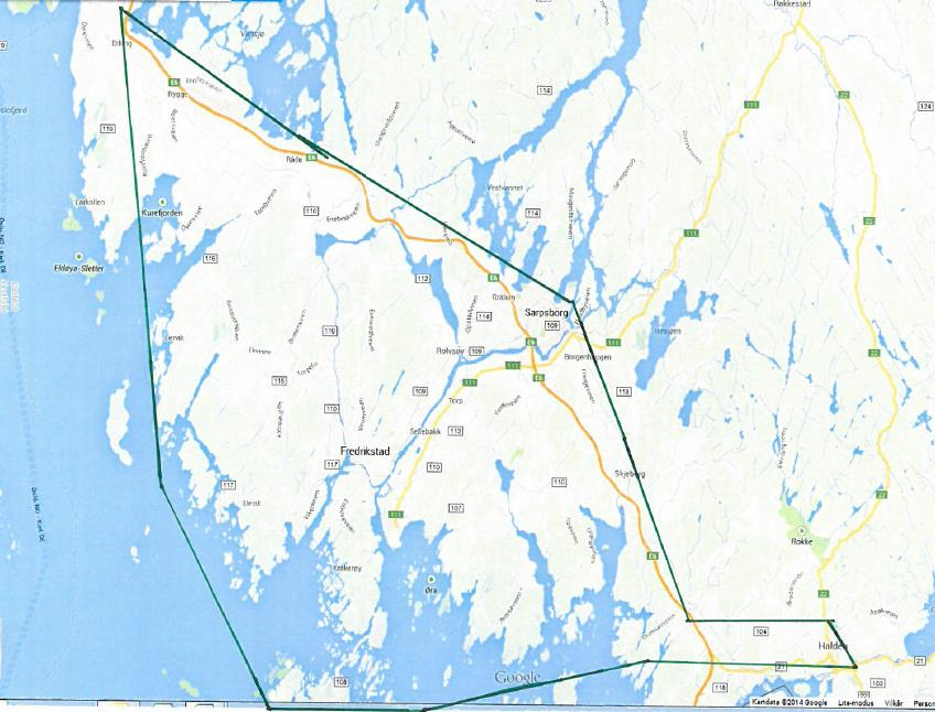 en time med buss til Sarpsborg sentrum Figur 28 Området