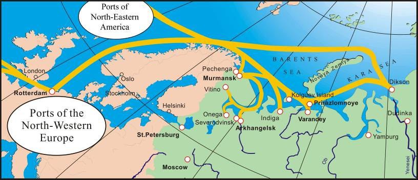 Transportation routes of oil from terminals on