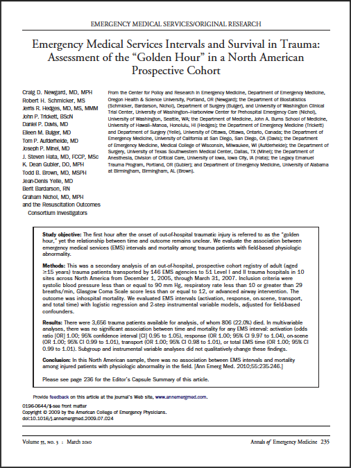 Tidsbruk >3500 pasienter 146 ambulansetjenester Alvorlig skade Fysiologi A,B,C,D 22% dødelighet