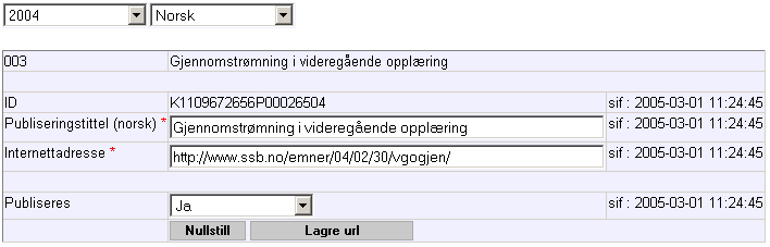 Ved endringer i overskriften må man Lagre overskrift (eller eventuelt velge Nullstill). 8.2.