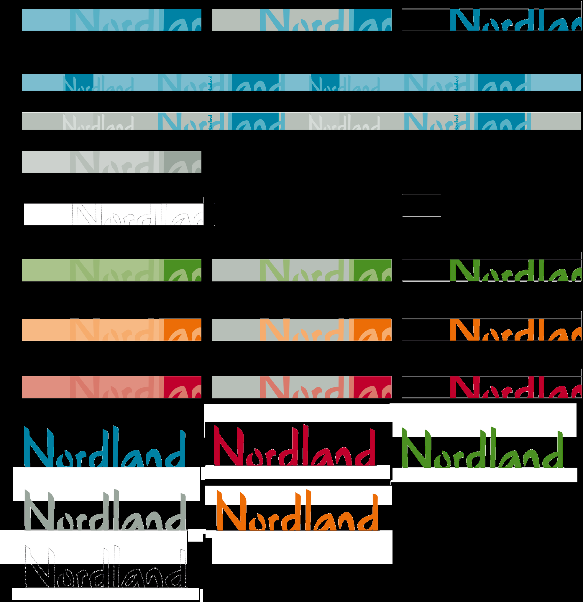 1 2 3 4 5 6 7 Designelement Ulike varianter av designelementet Det grafiske designelementet for Nordland fylkeskommune benyttes på alle designflater med unntak av brevark.