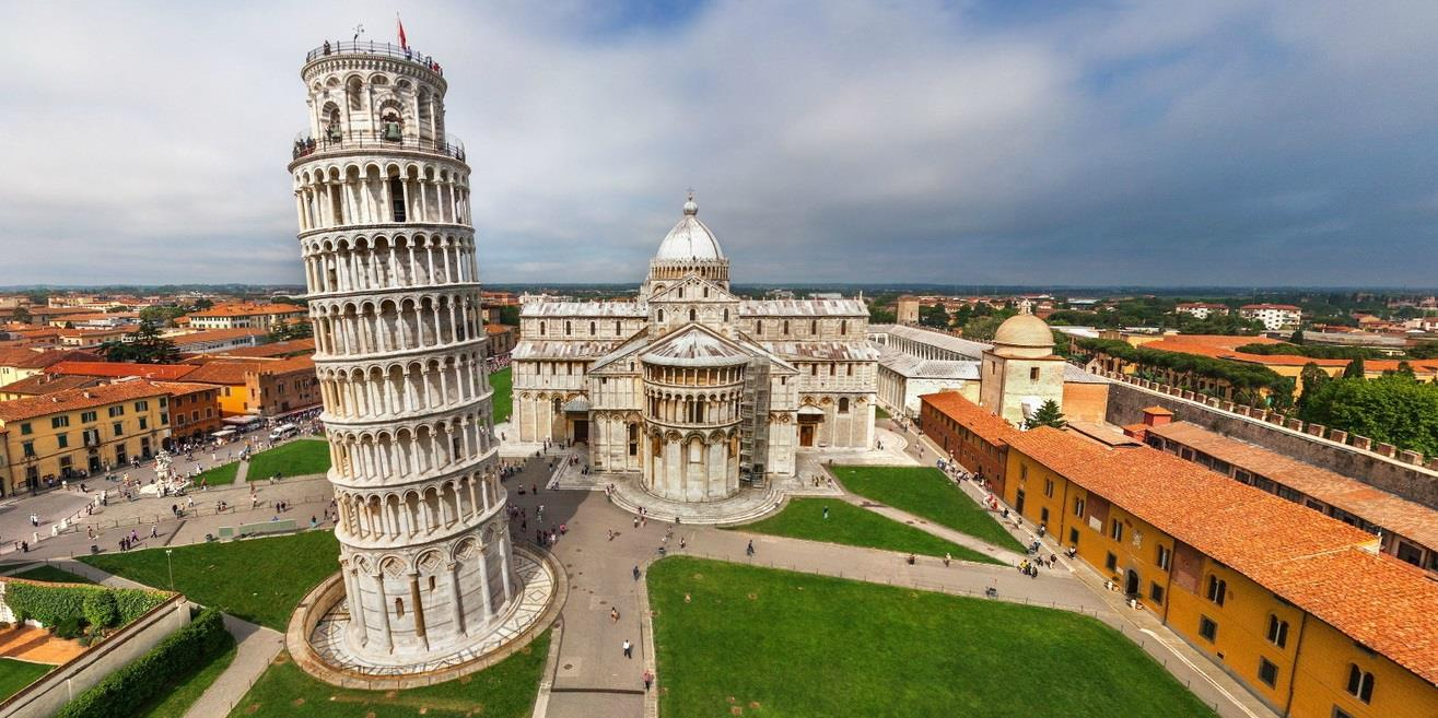 5 Dag 8 Avreise. Etter frokost og utsjekk fra hotellet setter vi kursen for Pisa. Her får vi en spasertur til torget med det skjeve tårnet, domkirken og dåpskapellet.