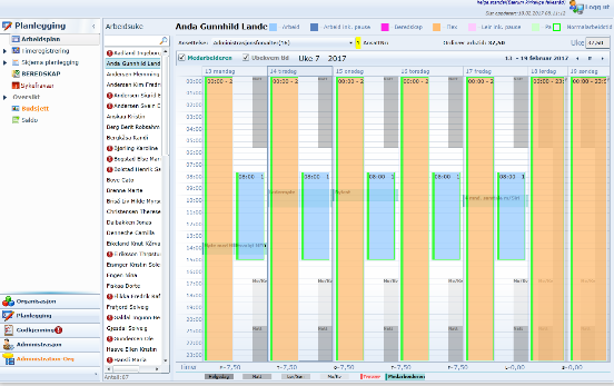 Man kan lage ny timeregistrering for en arbeidstaker, redigere timeregistrering, bekrefte eller slette.