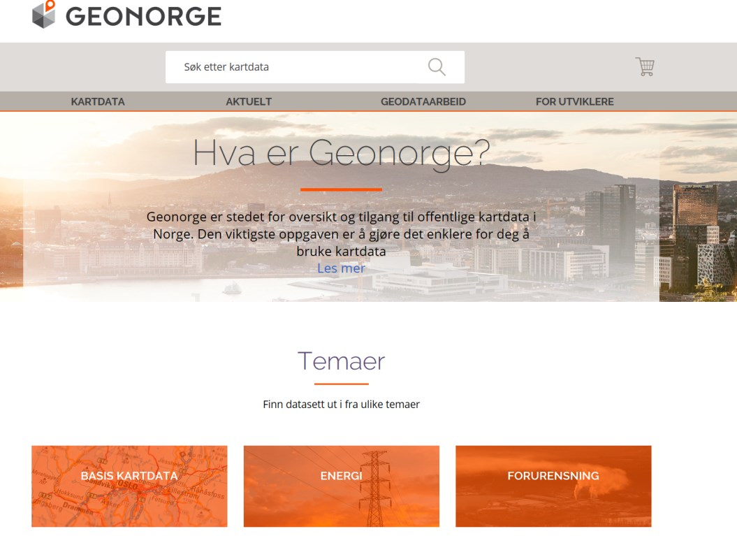 Geonorge - er det nasjonale nettstedet for kartdata og annen geografisk stedfestet