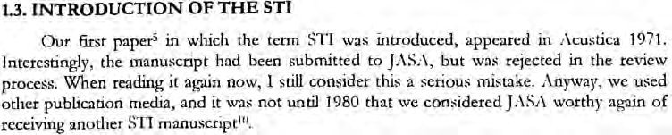 STI ble introdusert i 1971 av Tammo Houtgast og Herman Steeneken Houtgast and Steeneken, 22,