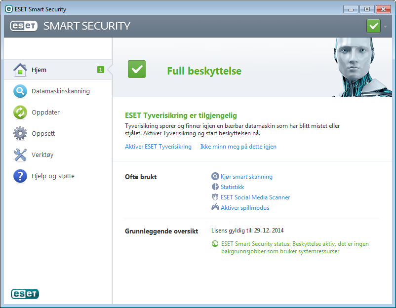 ESETs brukerstøtte. Oppdatering ESET Smart Security leveres med en forhåndsdefinert oppgave for å sikre regelmessige oppdateringer (se delen Planlegger i produkthåndboken).