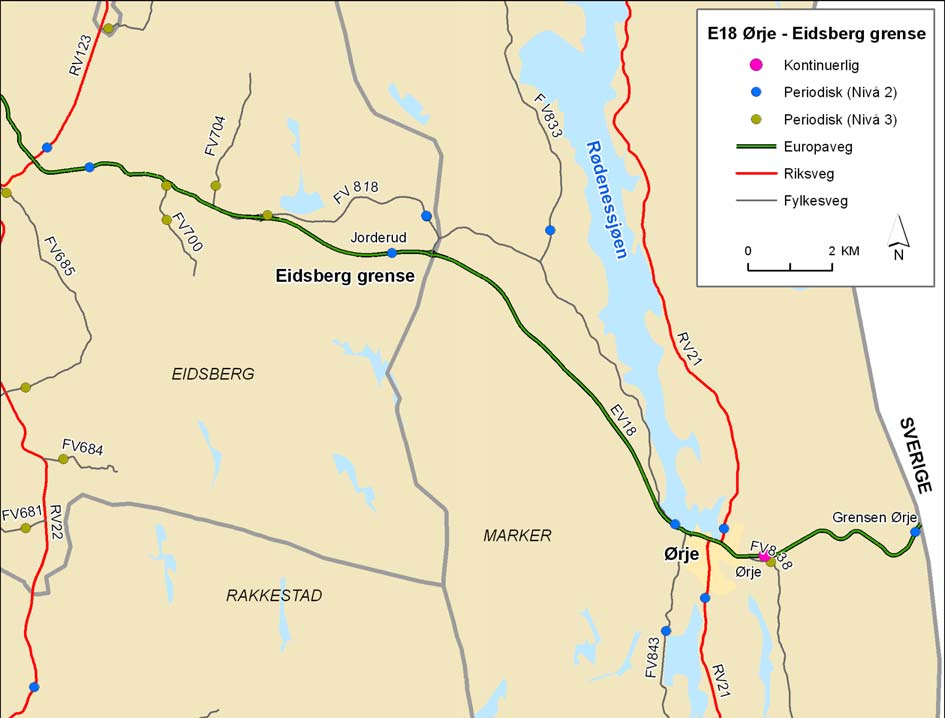 E18 Ørje- Eidsberg grense Prosjektet strekker seg fra Ørje til Eidsberg grense og er en del av etappevis utbygging av E18 Østfold.