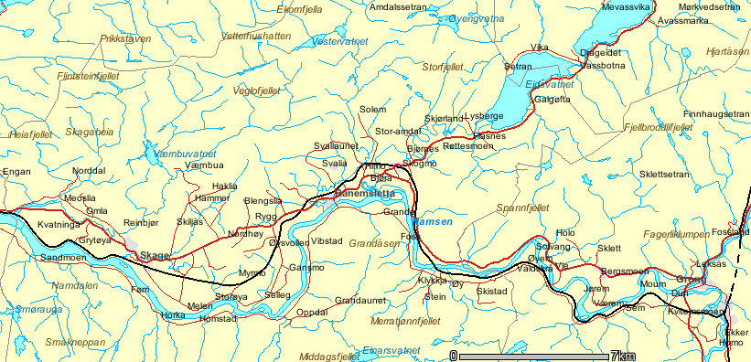 1. Innledning 1.1. Beliggenhet Reina har utløp i Namsen ca 1 km vest for Ranemsletta som er kommunesentret Overhalla. Videre til Namsens utløp i Namsenfjorden er avstanden ca 20 km.