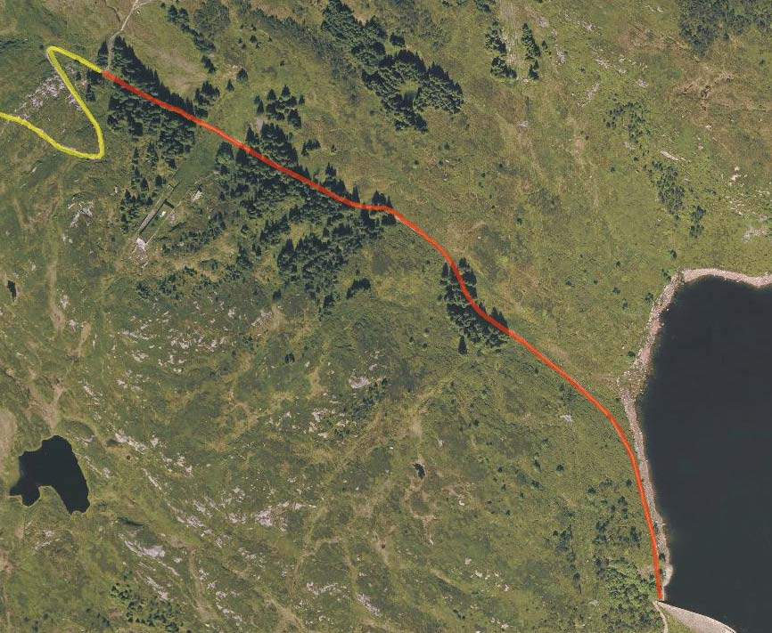 Stiskille, mot Vidden og Rundemannen Hyttelien Øvre skog Hoppbakken Midtre skog Nedre skog Sving ved skilt Tarlebøvannet Bilveg