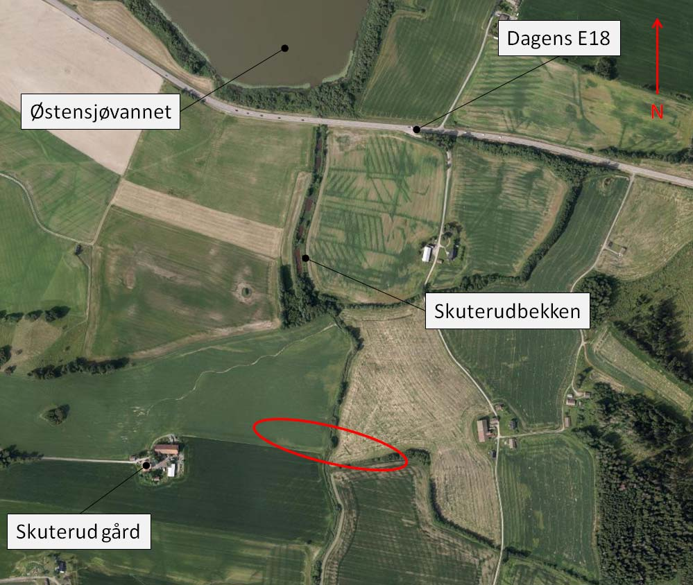 Figur 3-1 Plassering av er vist med rød ring. (kilde: 1881.no/kart) Utførte grunnundersøkelser Det er utført en rekke grunnundersøkelser i området. Resultatene er rapportert i 125103-RIG-RAP- 002 /3/.