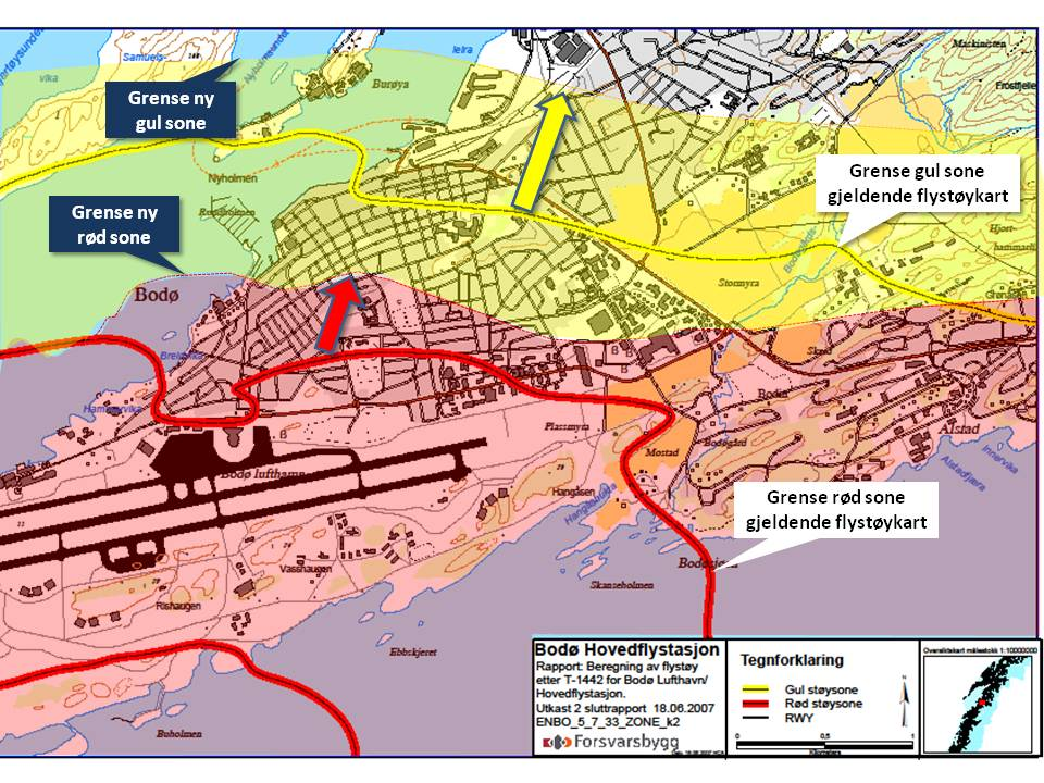 støybildet bør analyseres nærmere for de flyplasser som i framtida skal brukes av norske og utenlandske F-35. Dette forholdet kan eksemplifiseres for tilfellet Bodø.