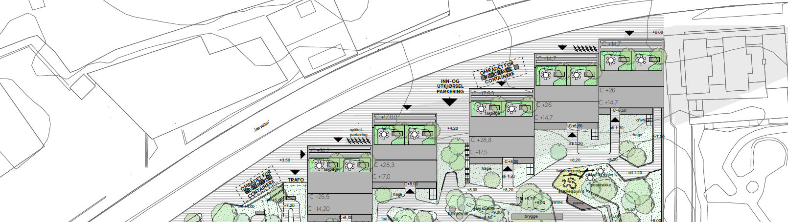 1 INNLEDNING Jærveien 5-7 i Sandnes kommune skal bygges om med bolig og næring. Eiendommen avgrenses av Jærveien i nordvest og St. Olavsgate sørøst.