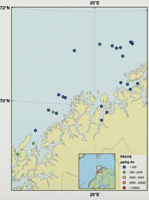 no Hydrokarboner i sedimenter I regi av MAREANO-programmet ble det gjennomført et tokt i og to tokt i 7 på Tromsøflaket, Troms II/Malangsdypet og nærliggende fjorder (Lyngenfjorden, Andfjorden,