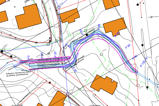 Figur viser nytt bekkeløp mellom Ringeriksveien og Randsfjordbanen.