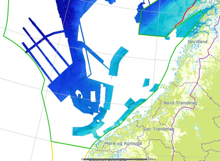 Dybdekartlegging i Norskehavet Dekning Terrengmodeller