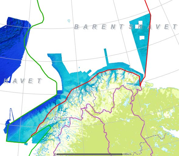 Dybdekartlegging i Barentshavet Dekning
