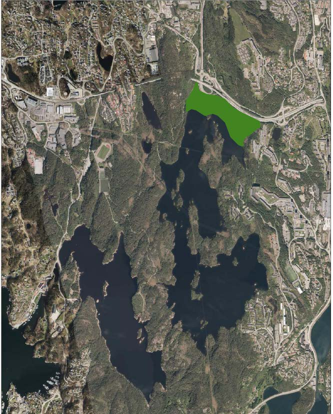 Figur 7 Planlagt utfylling i Storavatnet utgjør rundt 10% av hele vannarealet.