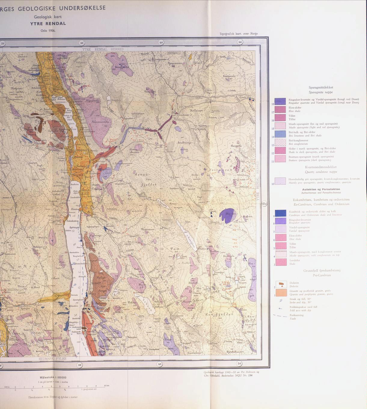 1 GES GEOLOGISKE UNDER Geologisk kart YTRE RENDAL Oslo 1956. Topografisk kart over Norge 20' 30 (50) * * \L * T - j / - \\, * fc 151 -' i.; - 7-1" > - * Yl 1 * 'rø^ fffciat {.Alt Mat.