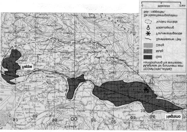 Fig.5. Utsnitt av kartblad (M711) 1621-I Stjørdal, som viser løsmasseavsetninger med muligheter for grunnvannsuttak på strekningen Hegramo- Reppe.