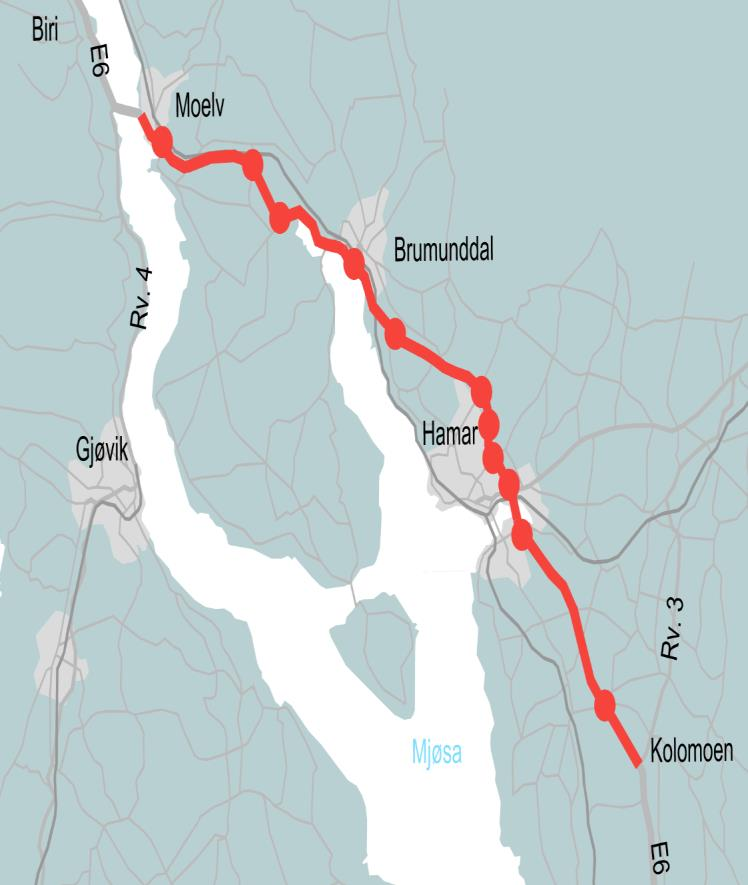 Fremdrift: E6 Kolomoen-Moelv Entreprise: Kolomoen Arnkvern Prekvalifiserte: Hæhre Entreprenør AS AF Gruppen Norge AS NCC Norge AS Roadbrigde Aibel JV Kontraktsignering