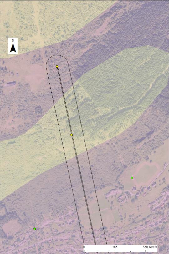 10 a: Løsmassekart (http://geo.ngu.no/mapserver/losmasserwms) sammen med ortofoto (http://wms.