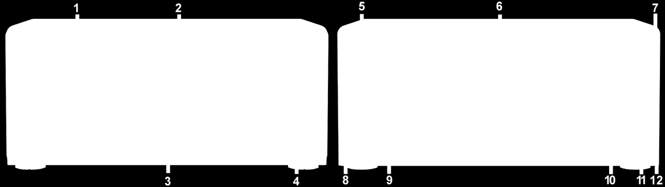 2) LED-indikatorer Frontpanel 3) Harddiskskuffer Frontpanel 4) Harddiskskufflåser Frontpanel 5) Strømport Bakpanelet 6) Vifter Bakpanelet LED-indikatoren brukes til å vise status til den interne