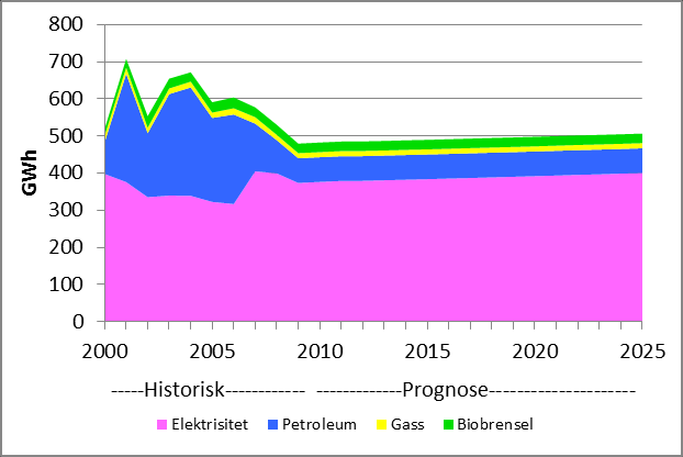 UTVIKLINGSTREKK ENERGIFORBRUK I årets utredning presenteres kun oppdaterte tall for elektrisitet og fjernvarme. Dette er fordi det ikke finnes statistikk for øvrige energibærere fra årene etter 2009.