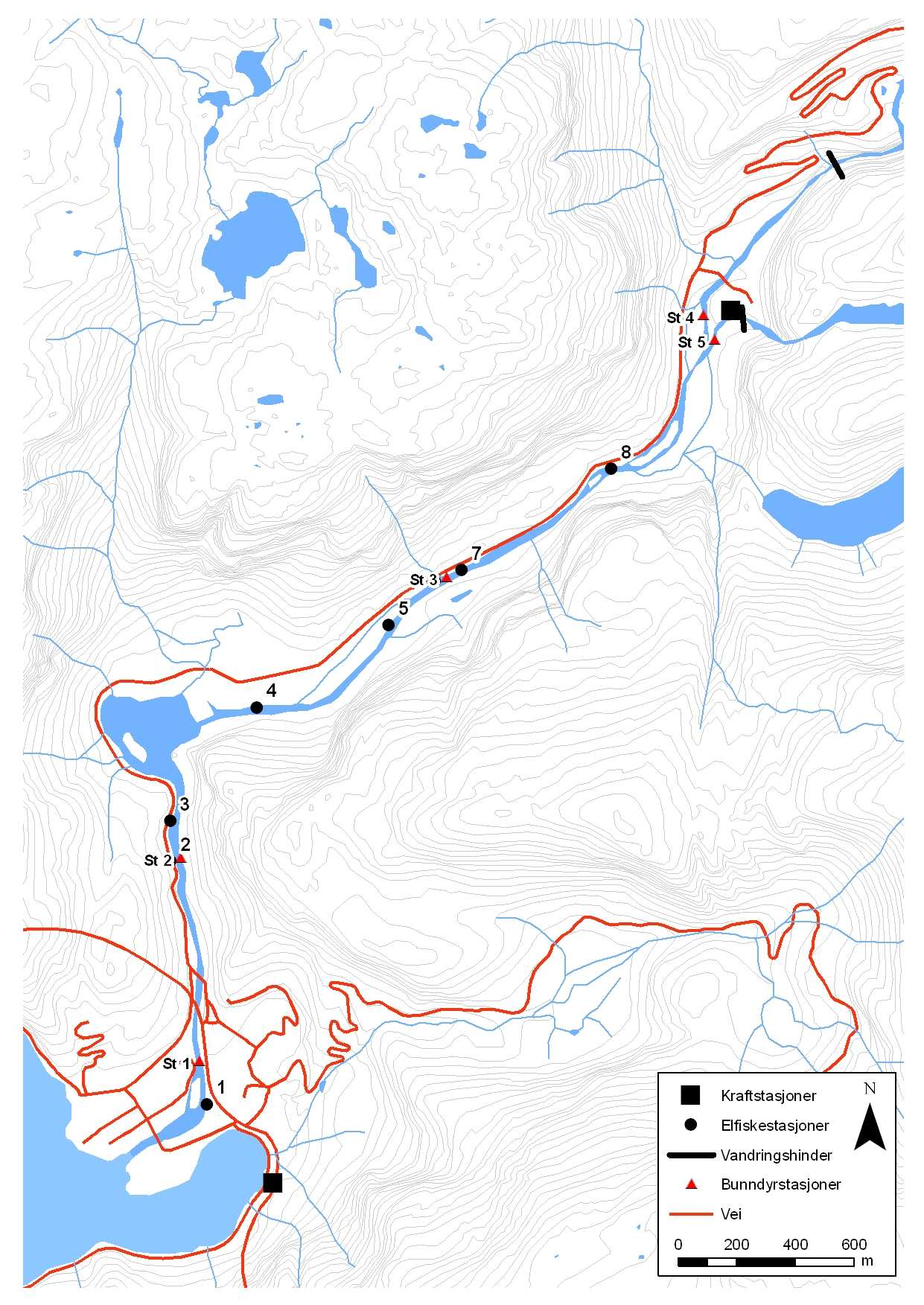 3.0 Beskrivelse av Matreelva Matrevassdraget (NVE vassdragsnr. 067.3Z) renner ut i Matrefjorden ved Matre (Figur 1).