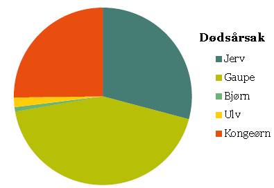 Dødsårsak reinsdyr 2005-2015 Dødsårsak for rein dokumentert eller antatt