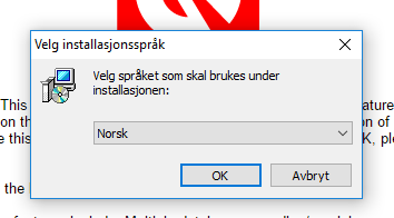 Velg ønsket språk og trykk ok (mener at det skal komme