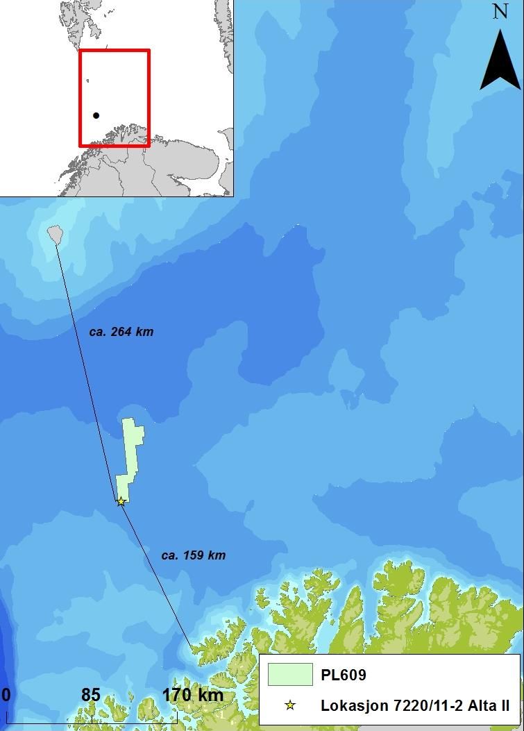 7220/-2 Figur 9- Lokasjon til brønn 7220/-2 i PL609. 9.2.2 Oljens egenskaper Både levetid til olje på sjø, grad av nedblanding i vannmassene og de tilhørende potensielle miljøeffektene vil avhenge av oljetype.