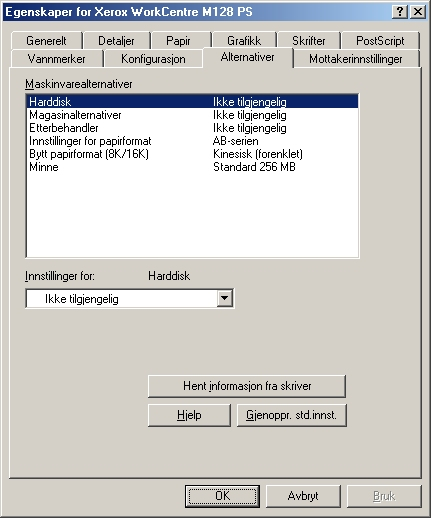 2 Bruk i Windows 95/98/Me Innstillinger i kategorien Alternativer I denne delen beskrives innstillingene i kategorien Alternativer.