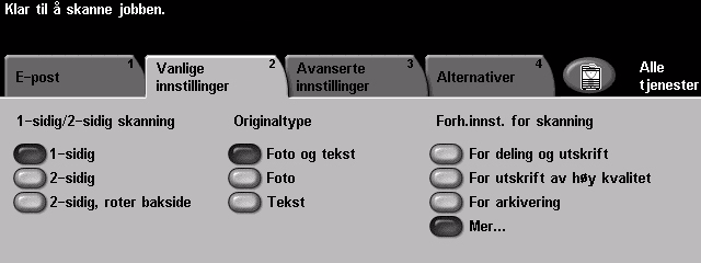 Forhåndsinnstillinger for skanning Bruk denne funksjonen til å forbedre kvaliteten til de skannede originalene.