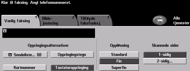 Skannede sider Her angir du om originalene er 1-sidige eller 2-sidige. For 2-sidige originaler kan du også programmere orienteringen.