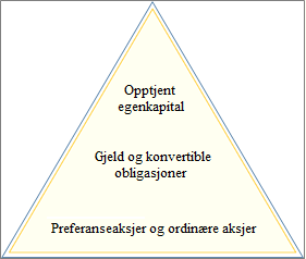 de søke kapital eksternt i følgende prioritet; gjeld, konvertible obligasjoner og egenkapitalutstedelse. Gjeld er ifølge pecking order teorien det rimeligste alternativet ved ekstern finansering.