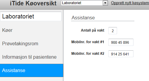 Innovasjonselement ledelsesfunksjon, adminstrasjon av køen(e) (3), informasjon til pasientene på kølappskriver Her kan personell ved skranken, eller ledelsen legge inn informasjon som skal gå ut til