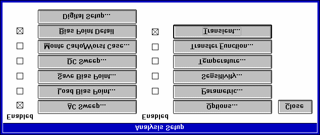 Figur 4: Menyen analyses / Setup.