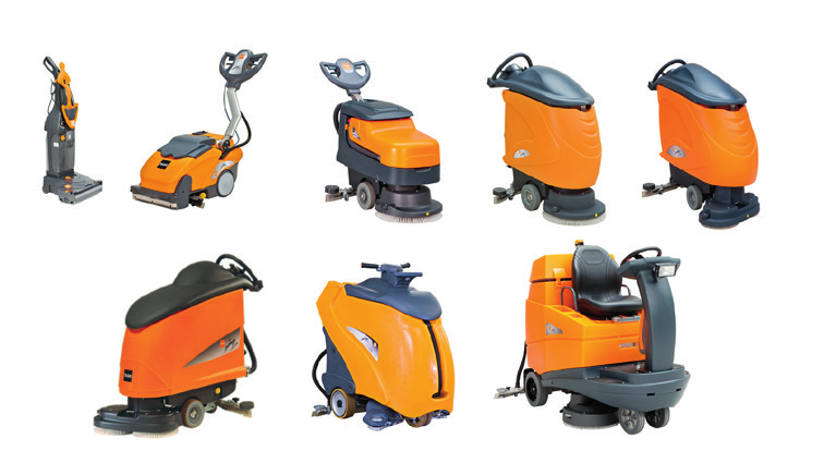 Enbørstemaskiner Taski Ergodisc og Motorscrubber enbørstemaskiner er robuste og ergonomiske maskiner til rengjøring, oppskuring og