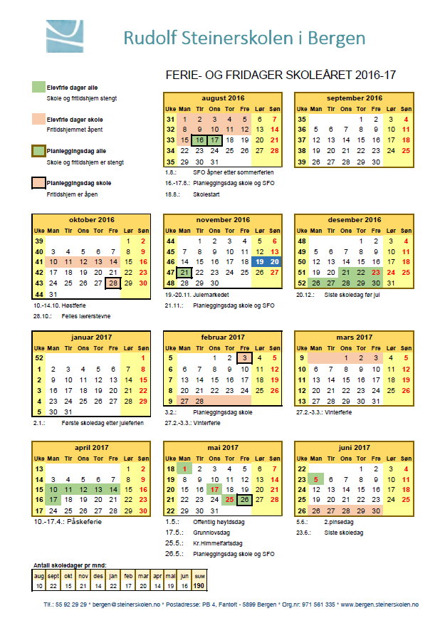 Skoleruten 2016-2017 Torsdagsposten uke 34