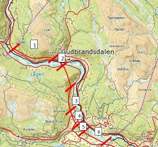 NY E6 I NORD-FRON KOMMUNE 12 Figur 6 Vegens delelementer (Kartgrunnlag- Statens Kartverk) 2.3 Trafikkvolum Beregning av trafikkvolum har pågått samtidig med arbeidet med risikovurderingen.