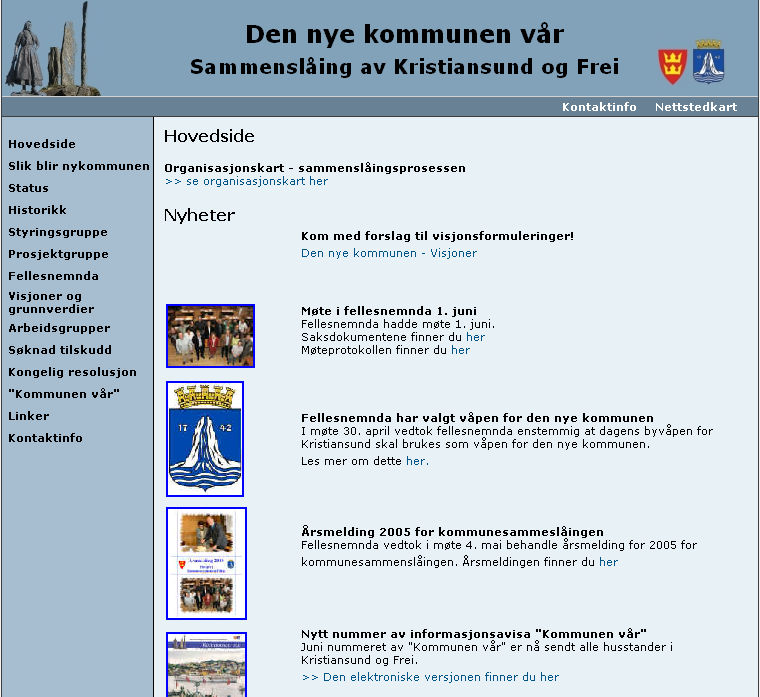 Egen hjemmeside om kommunesammenslutningen.